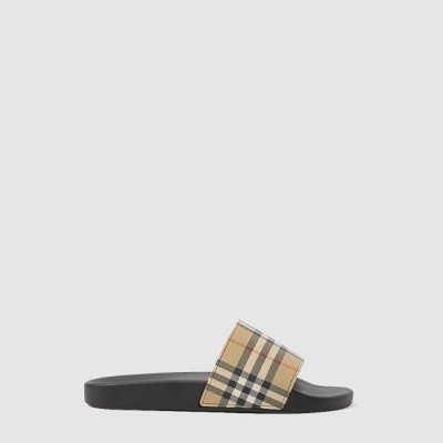 버버리 남/녀 체크 슬라이드 - Burberry Unisex Check Slides - bus7742x