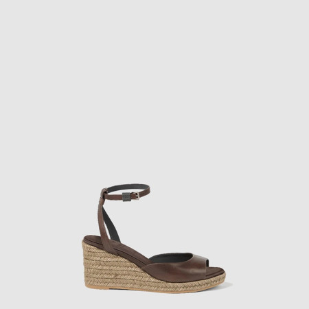 브루넬로 쿠치넬리 여성 모닐리가 달린 소가죽 에스파드릴 웨지 - Brunello Cucinelli Calfskin Espadrille Wedges with Monili - brs7874x