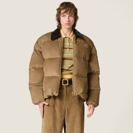 미우미우 여성 코듀로이 나파 가죽 다운 재킷 - Miumiu Womens Corduroy Nappa Leather Down Jacket - mic8440x