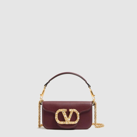 발렌티노 여성 가라바니 로코 주얼 로고 스몰 숄더 백 - Valentino Womens Garavani Rocco Jewel Logo Small Shoulder Bag - vab9928x