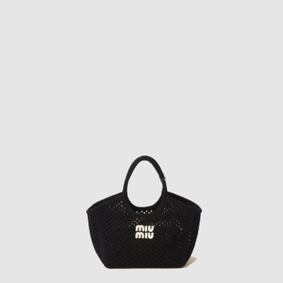 미우미우 여성 코튼 메쉬 아이비 토트 백 - Miumiu Womens Cotton Mesh Ivy Tote Bag - mib10274x