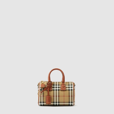 버버리 여성 미니 체크 볼링 백 - Burberry Womens Mini Check Bowling Bag - bub10471x