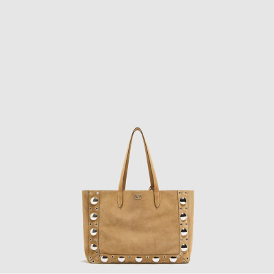 발렌티노 여성 가라바니 넬코트 스웨이드 라지 쇼퍼백 - Valentino Womens Garavani Nellcourt Suede Large Shopper Bag - vab10652x