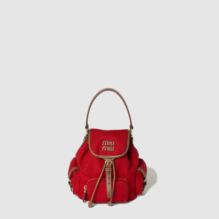 미우미우 여성 캔버스 가죽 백팩 - MiuMiu Womens Canvas Leather Backpack - mib11016x