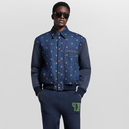 루이비통 남성 업사이클링 데님 바시티 자켓 - Louis vuitton Mens Upcycled Denim Varsity Jacket - lvc8994x