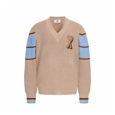 아미 남/녀 브이넥 니트웨어 - Ami Unisex V-neck Knitwear - amc9749x