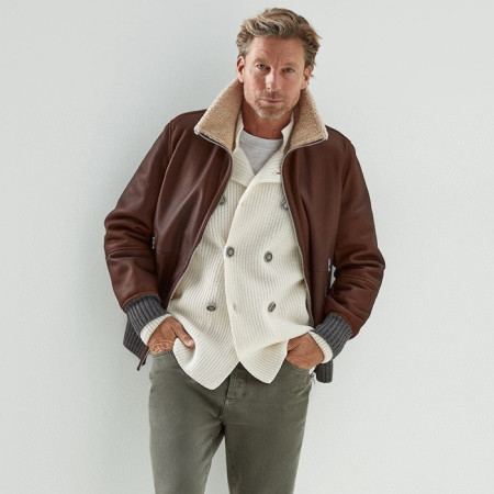 브루넬로쿠치넬리 남성 가죽 재킷 - Brunello Cucinelli Mens Leather Jacket - brc12266x