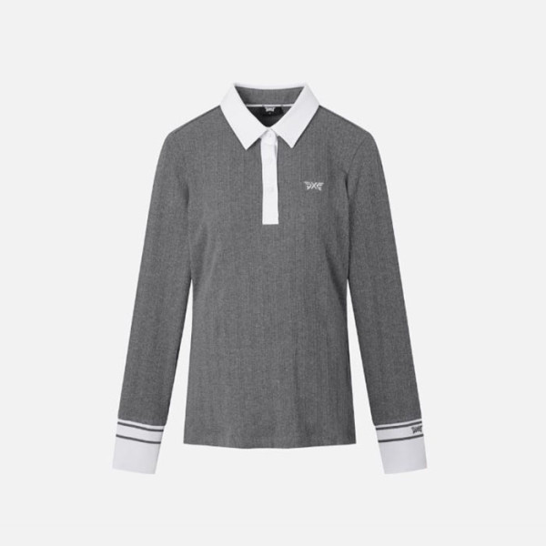 PXG 여성 텍스쳐 칼라 롱슬리브 티셔츠 - gol1893x