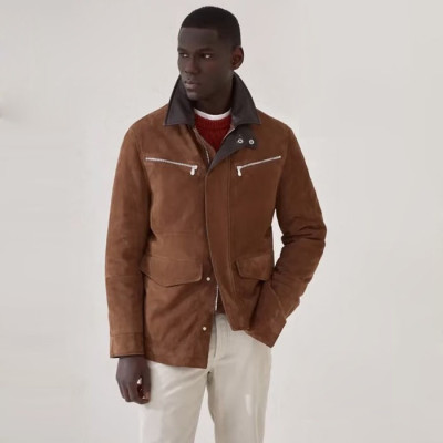 브루넬로쿠치넬리 남성 가죽 재킷 - Brunello Cucinelli Mens Leather Jacket - brc12439x