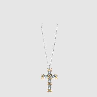 티파니 남/녀 텐 스톤 크로스 펜던트 네크리스 - Tiffany Unisex Ten Stone Cross Pendant Necklace - acc6343x