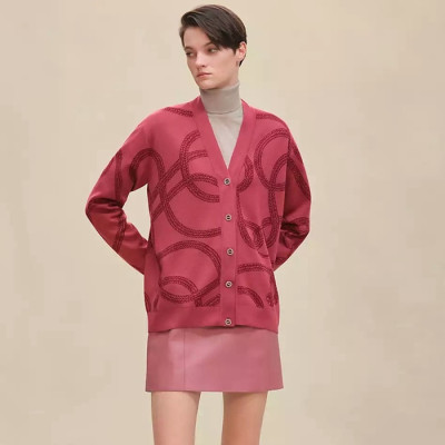 에르메스 여성 브이넥 가디건 - Hermes Womens V-neck Cardigan - hec12718x