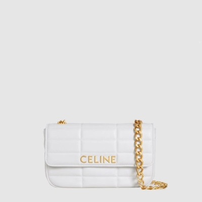 셀린느 여성 모노크롬 마틀라세 체인 숄더백 - Celine Womens Monochrome Matelassé Chain Shoulder Bag - ceb13091x