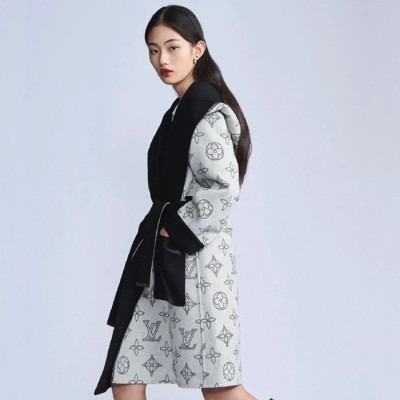 루이비통 여성 양면 롱 후드 랩 코트 - Louis vuitton Womens Long Hooded Wrap Coat - lvc12820x