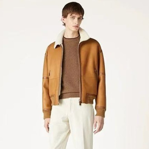 로로피아나 남성 가죽 봄버 자켓 - Loro Piana Mens Leather Jacket - lpc12843x