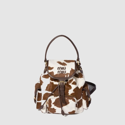 미우미우 여성 프린트 가죽 백팩 - MiuMiu Womens Printed Leather Backpack - mib13122x