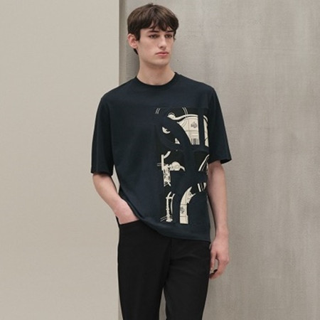 에르메스 남성 라운드 반팔티 - Hermes Mens Round Tshirt - hec13030x