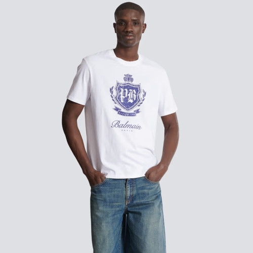 발망 남성 라운드 반팔티 - Balmain Mens Round Tshirt - bmc13106x