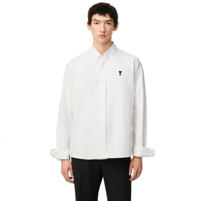 아미 남성 파리 자수 셔츠 - Ami Mens Paris Embroidered Shirt - amc13141x