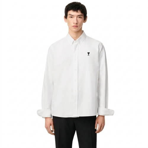 아미 남성 파리 자수 셔츠 - Ami Mens Paris Embroidered Shirt - amc13141x