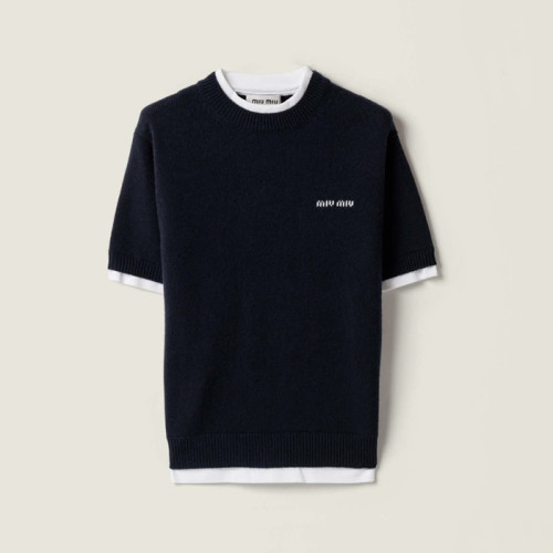 미우미우 남/녀 라운드 반팔 티셔츠 - Miumiu Unisex Round Tshirt - mic13153x