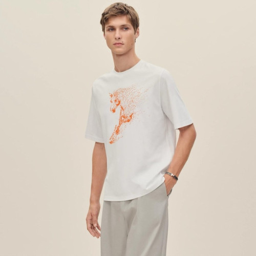 에르메스 남성 라운드 반팔티 - Hermes Mens Round Tshirt - hec13538x