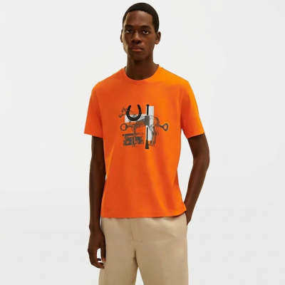 에르메스 남성 라운드 반팔티 - Hermes Mens Round Tshirt - hec13677x