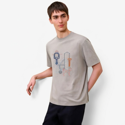 에르메스 남성 라운드 반팔티 - Hermes Mens Round Tshirt - hec13678x