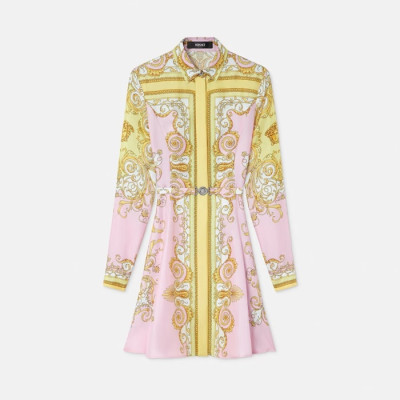 베르사체 여성 실크 드레스 - Versace Womens Silk Dress With Waist Belt - vec13708x