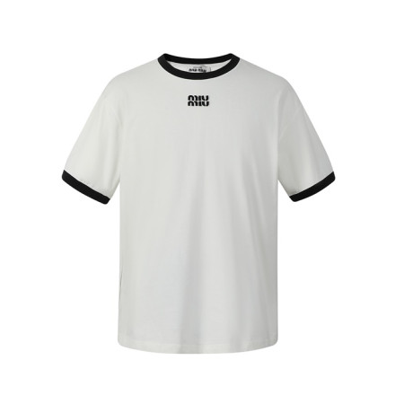 미우미우 남/녀 라운드 반팔 티셔츠 - Miumiu Unisex Round Tshirt - mic13720x