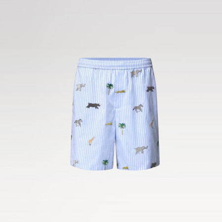 루이비통 남성 다즐링 리미티드 자수 스트라이프 쇼츠 - Louis vuitton Mens Darjeeling Limited Embroidered Striped Shorts - lvc13731x