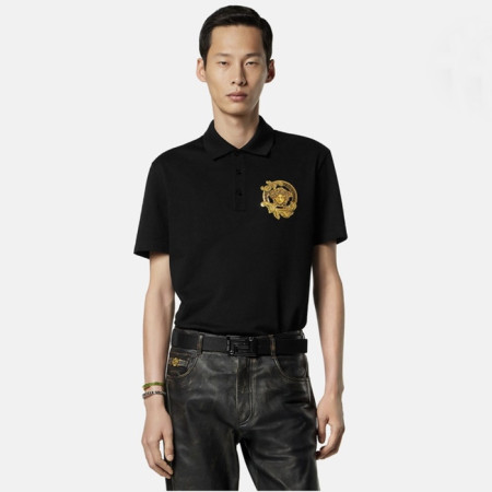 베르사체 남성 자수 피케 폴로 티셔츠 - Versace Mens Embroidered Piqué Polo Tshirt - vec13756x