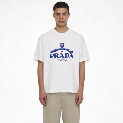 프라다 남성 라운드 반팔티 - Prada Mens Round Tshirt - prc13806x