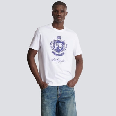 발망 남성 라운드 반팔티 - Balmain Mens Round Tshirt - bmc13838x