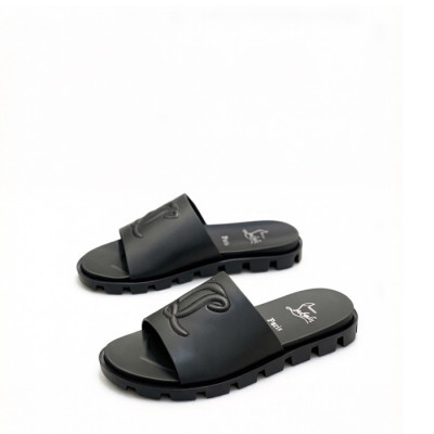 크리스찬 루부탱 남성 CL 로고 슬라이드 샌들 - Christian Loubutin Mens CL Logo-embossed Slides - cls13643x