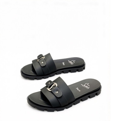 크리스찬 루부탱 남성 CL 로고 슬라이드 샌들 - Christian Loubutin Mens CL Logo-embossed Slides - cls13651x