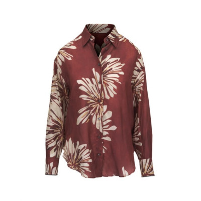 브루넬로쿠치넬리 여성 달리아 프린트 실크 블라우스 - Brunello Cucinelli Womens Dahlia Print Silk Blouse - brc13931x