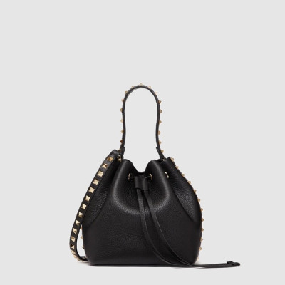 발렌티노 여성 락스터드 가죽 버킷 백 - Valentino Womens Rockstud Leather Bucket Bag - vab14863x