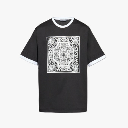 돌체앤가바나 남성 마졸리카 프린트 티셔츠 - Dolce&Gabbana Mens Majolica Print Tshirt - doc13996x