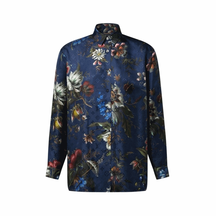 루이비통 여성 꽃무늬 실크 셔츠 - Louis vuitton Womens Dark Floral Print Silk Shirt - lvc14004x