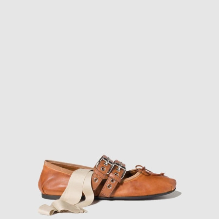 미우미우 여성 레더 발레리나 - Miu Miu Womens Leather Ballerina - mis13688x