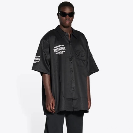 발렌시아가 남성 프로퍼티 포켓 반팔 셔츠 - Balenciaga Mens Property Pocket Short-Sleeved Shirt - bac14087x