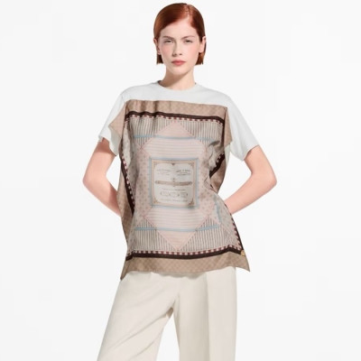 루이비통 여성 트렁크 스카프 앞면 티셔츠 - Louis vuitton Womens Trunk Scarf Front Tshirt - lvc14098x