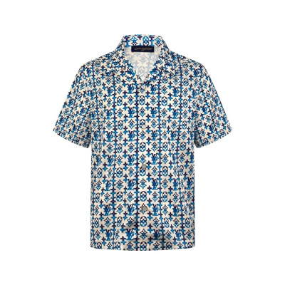 루이비통 남성 모노그램 프린트 반팔 셔츠 - Louis vuitton Mens Monogram Print Short-sleeved Shirt - lvc14108x