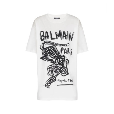 발망 남성 라운드 반팔티 - Balmain Mens Round Tshirt - bac14153x