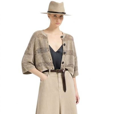 브루넬로쿠치넬리 여성 스트라이프 크롭 가디건 - Brunello Cucinelli Womens Striped Cropped Cardigan - brc14180x