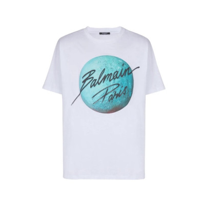 발망 남성 라운드 반팔티 - Balmain Mens Round Tshirt - bac14224x