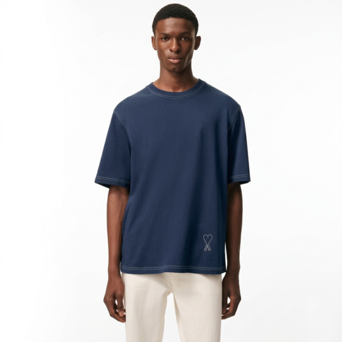 아미 남성 반팔 티셔츠 - Ami Mens Round Tshirt - amc14268x