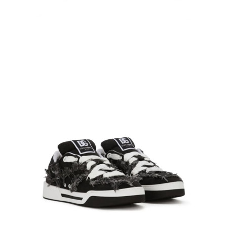 돌체앤가바나 남성 뉴 로마 프레이-트림 스니커즈 - Dolc&Gabbana Mens New Roma Fray-trim Sneakers - dol13836x