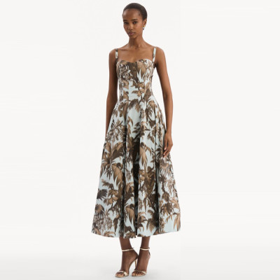 오스카 드 라 렌타 여성 플로럴 프린트 미디 드레스 - Oscar De La Renta Womens Floral-Print Midi Dress - lpc14290x