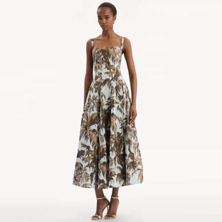 오스카 드 라 렌타 여성 플로럴 프린트 미디 드레스 - Oscar De La Renta Womens Floral-Print Midi Dress - osc14290x